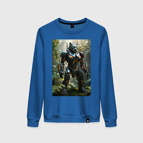 Женский свитшот Кибер-пантера вышла на охоту / Синий – фото 1