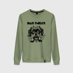 Свитшот хлопковый женский Iron Maiden - rock dog, цвет: авокадо