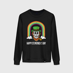 Свитшот хлопковый женский Happy St Patricks day - skull, цвет: черный