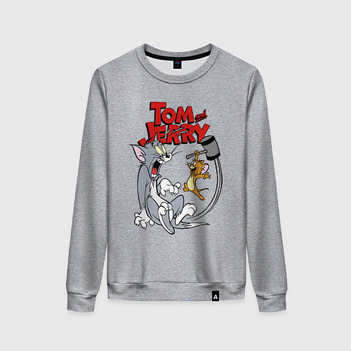 Женский свитшот Том и Джерри - кувалда / Меланж – фото 1