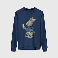 Свитшот хлопковый женский Деловой зайчик, цвет: тёмно-синий