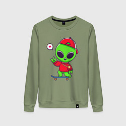 Женский свитшот Пришелец скейтбордист