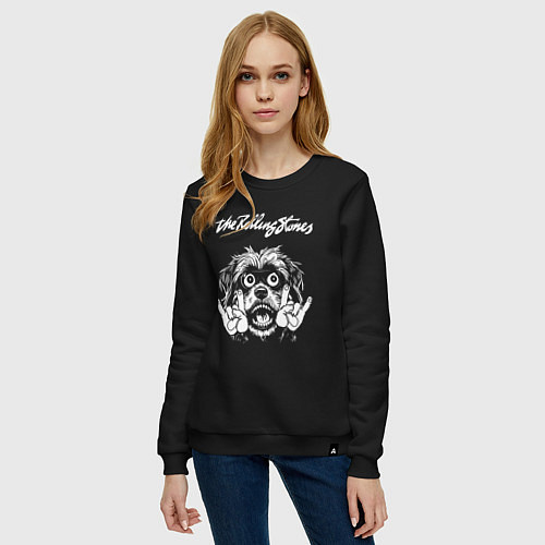 Женский свитшот Rolling Stones rock dog / Черный – фото 3