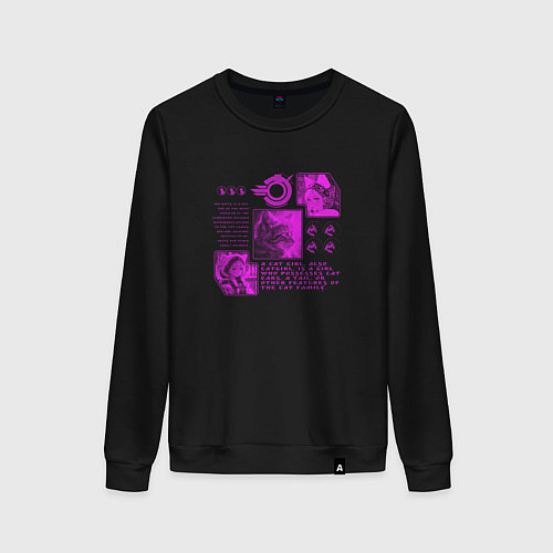 Женский свитшот Кошки-девушки и котёнок / Черный – фото 1