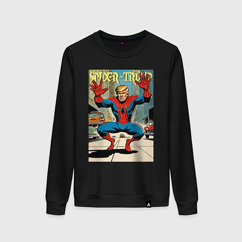 Женский свитшот Spider-Trump in New York / Черный – фото 1