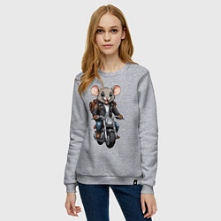 Свитшот хлопковый женский Biker mice, цвет: меланж — фото 2