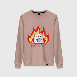 Свитшот хлопковый женский Cat - this is fine, цвет: пыльно-розовый