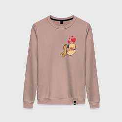 Свитшот хлопковый женский Лола Банни поцелуй - парные зайцы, цвет: пыльно-розовый
