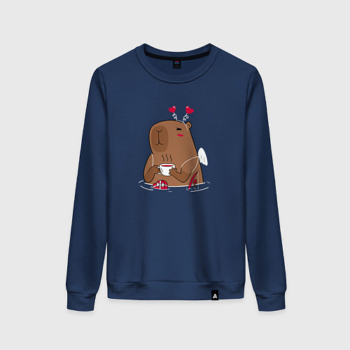 Женский свитшот Капибара купидон / Тёмно-синий – фото 1