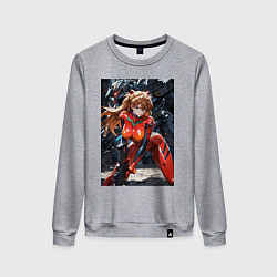 Свитшот хлопковый женский Аска Лэнгли Евангелион, цвет: меланж