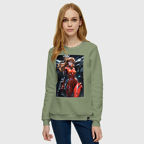 Женский свитшот Аска Лэнгли Евангелион / Авокадо – фото 3