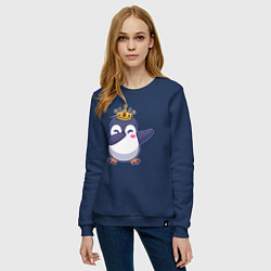 Свитшот хлопковый женский Король пингвин, цвет: тёмно-синий — фото 2
