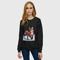 Свитшот хлопковый женский Лисица-сестрица, цвет: черный — фото 2