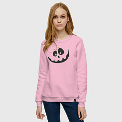 Свитшот хлопковый женский Halloween smile, цвет: светло-розовый — фото 2
