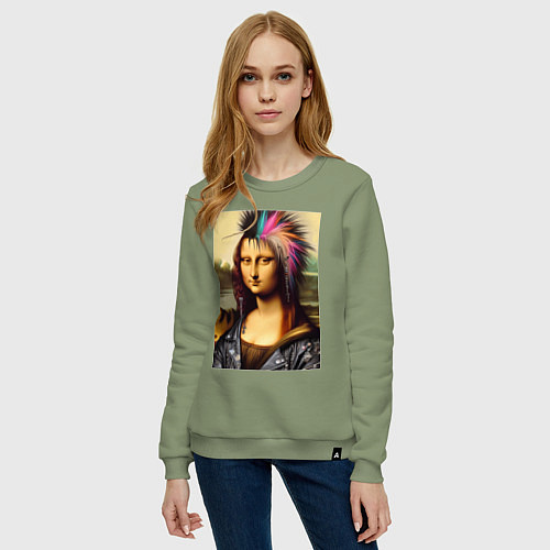 Женский свитшот Mona Lisa - punks not dead / Авокадо – фото 3