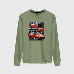 Свитшот хлопковый женский Спортивная машина по кусочкам и целиком, цвет: авокадо