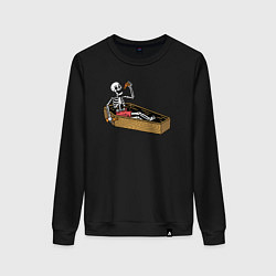 Свитшот хлопковый женский Death pizza, цвет: черный