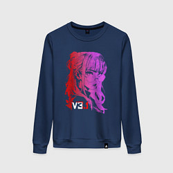 Свитшот хлопковый женский Девушка в градиенте, цвет: тёмно-синий