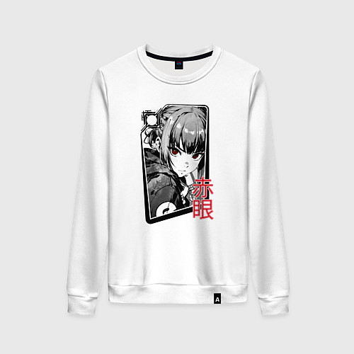 Женский свитшот Девушка с багровыми глазами / Белый – фото 1