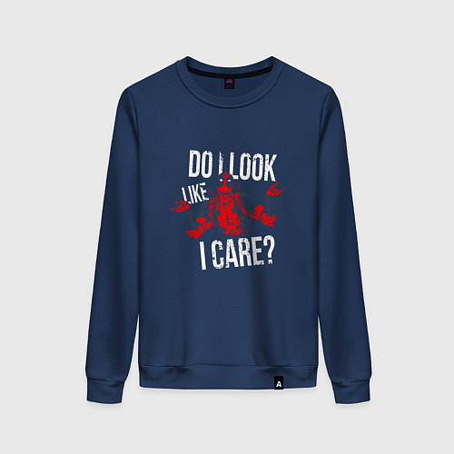 Женский свитшот Do i look like i care - дэдпул / Тёмно-синий – фото 1