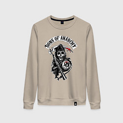 Свитшот хлопковый женский Sons of anarchy - логотип, цвет: миндальный