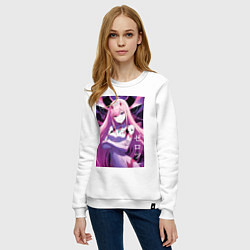 Свитшот хлопковый женский Zero two Darling in the Franxx - ai art, цвет: белый — фото 2
