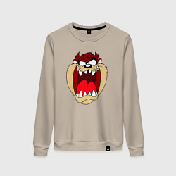 Свитшот хлопковый женский Tasmanian Devil, цвет: миндальный