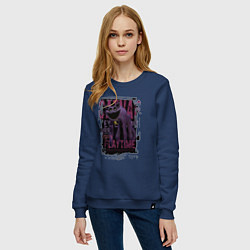 Свитшот хлопковый женский Кот дремот Catnap, цвет: тёмно-синий — фото 2