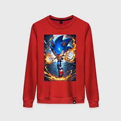 Свитшот хлопковый женский Соник огненные кулаки, цвет: красный
