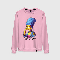 Свитшот хлопковый женский Marge Simpson - punks not dead motto, цвет: светло-розовый