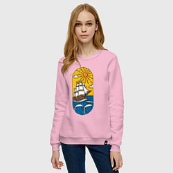 Свитшот хлопковый женский Sunny ship, цвет: светло-розовый — фото 2