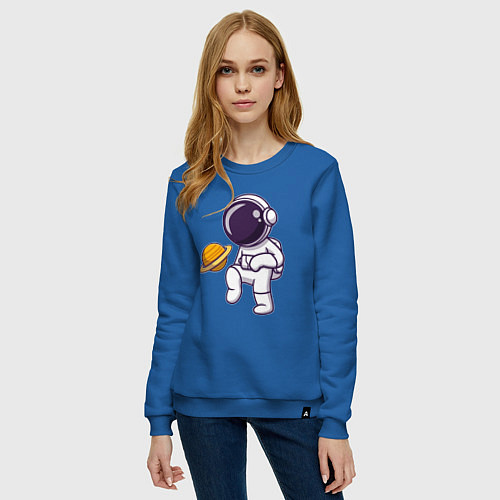 Женский свитшот Saturn football / Синий – фото 3