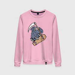 Свитшот хлопковый женский Смерть на скейте, цвет: светло-розовый