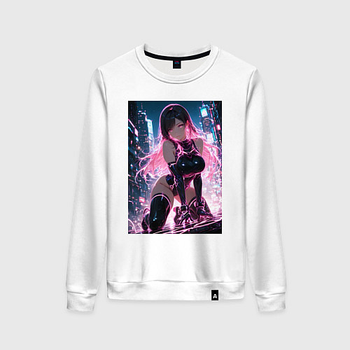 Женский свитшот Тифа Локхарт из Final Fantasy VII в стиле киберпан / Белый – фото 1