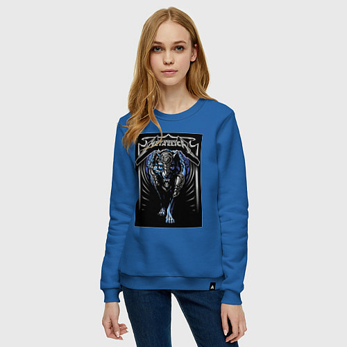 Женский свитшот Metallica thrash metal style - wolf / Синий – фото 3