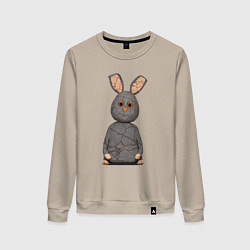 Свитшот хлопковый женский Cartoon hare character, цвет: миндальный