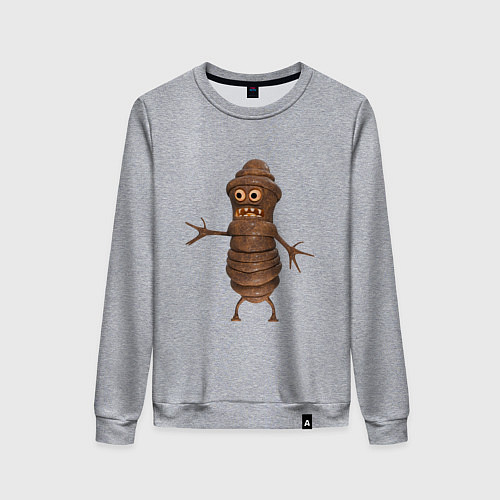 Женский свитшот Сartoon worm character brown / Меланж – фото 1