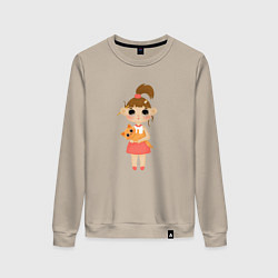 Женский свитшот Девочка с котиком
