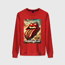 Свитшот хлопковый женский Rolling Stones - logo transformation, цвет: красный