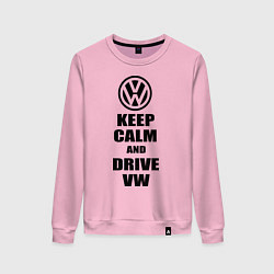 Свитшот хлопковый женский Keep Calm & Drive VW, цвет: светло-розовый