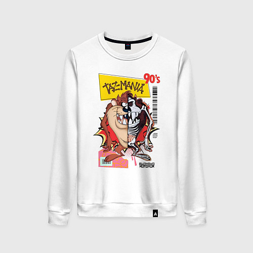 Женский свитшот Taz mania - тасманский дьявол / Белый – фото 1