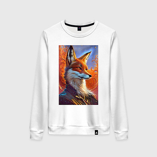 Женский свитшот Fox fashionista - ai art fantasy / Белый – фото 1