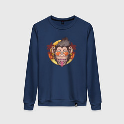 Свитшот хлопковый женский Summer monkey, цвет: тёмно-синий