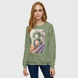 Свитшот хлопковый женский Ландыши 8 марта, цвет: авокадо — фото 2