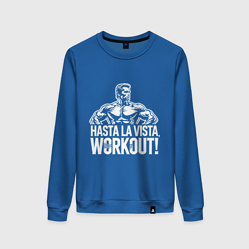 Женский свитшот Arnold - hasta la vista workout / Синий – фото 1
