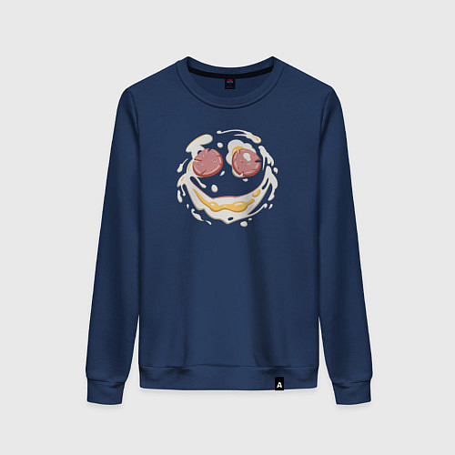 Женский свитшот Лакомый кусочек-яичница с улыбкой / Тёмно-синий – фото 1