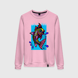 Свитшот хлопковый женский Рыбка в воде, цвет: светло-розовый
