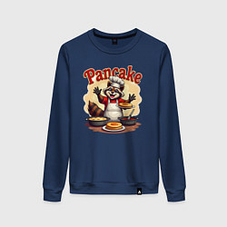 Женский свитшот Енот готовит панкейки
