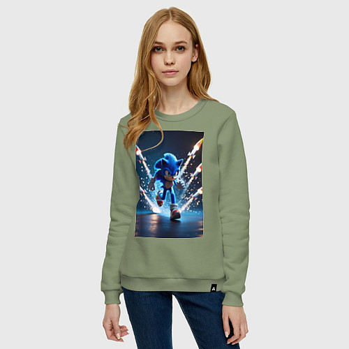 Женский свитшот Соник убегает от ракет / Авокадо – фото 3