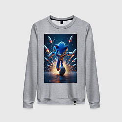 Свитшот хлопковый женский Соник убегает от ракет, цвет: меланж